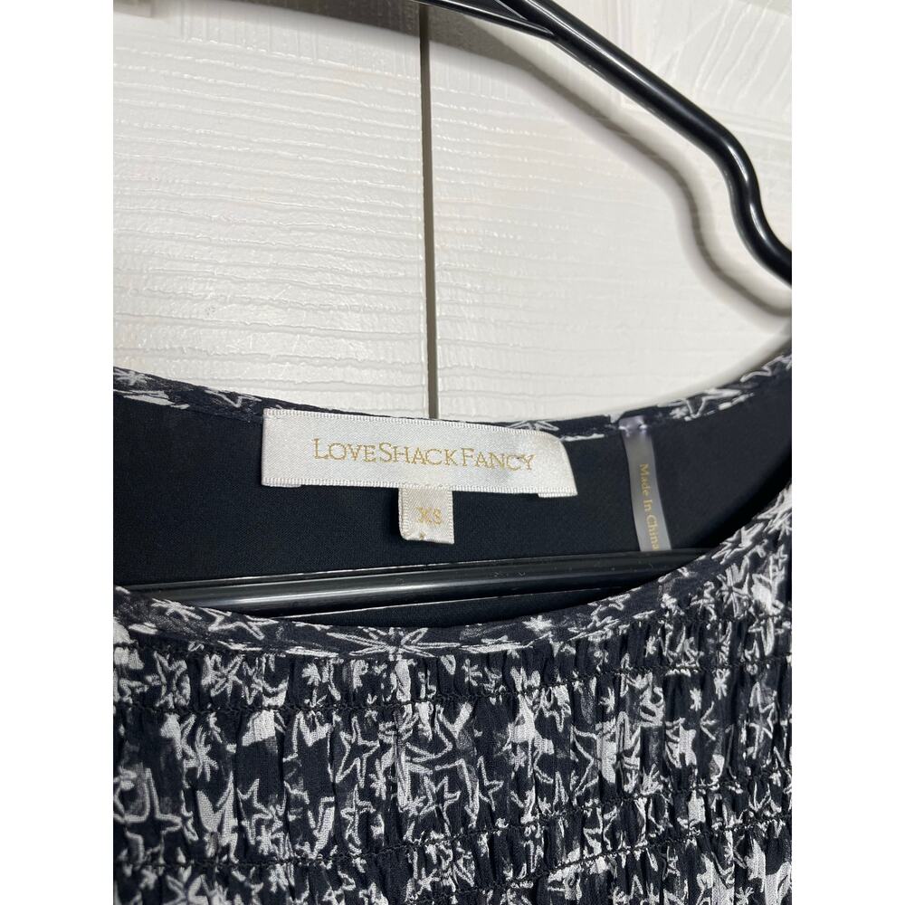 LoveShackFancy Scarlett Mini Dress Stars Black White Womens Size XS - Picture 6 of 10